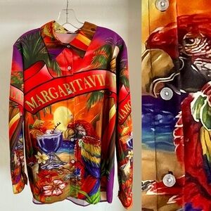 Unique Colorful MARGARITAVILLE Tropical Parrot Print SHIRT Size Large
